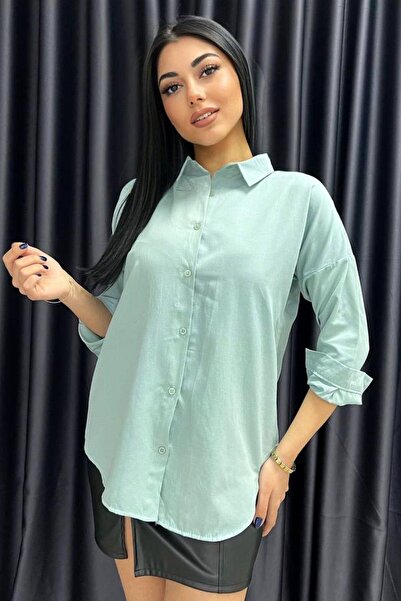 Mossta Oversize Cuffed Shirt Mint