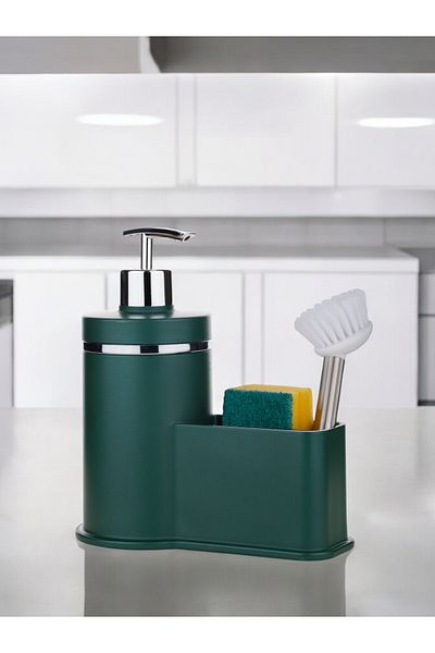 okacih 300 ml Detergent Dispenser Soft Colored Liquid Soap Dispenser - with Chamber, Brush Sponge, Not