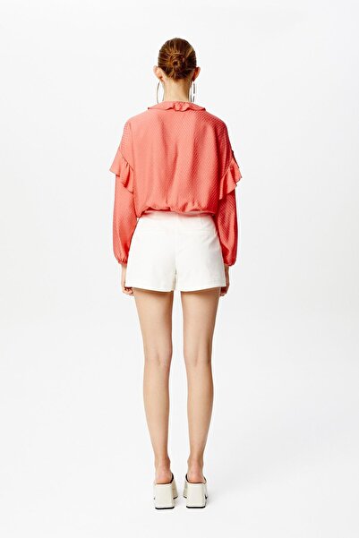 rue Volanlı Mercan Crop Gömlek