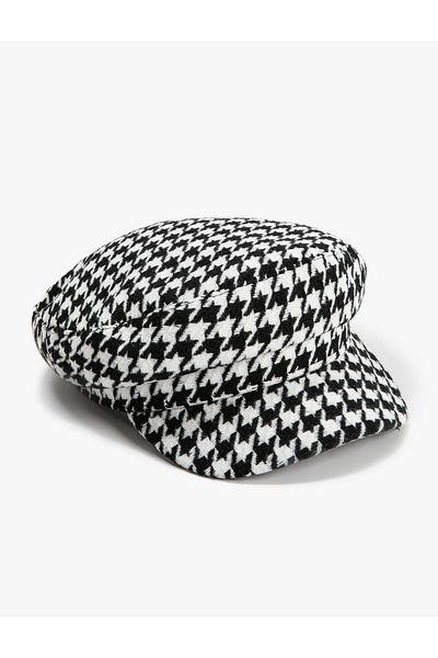 Koton Houndstooth Patterned Cap Hat