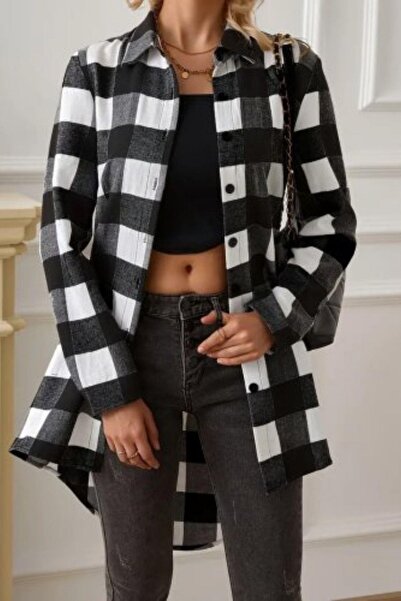 Mossta Patterned Long Plaid Woven Shirt