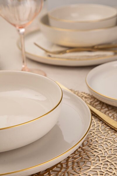 Kütahya Porselen Moderna 8 Parça 2 Kişilik Yemek Takımı Altın Fileli