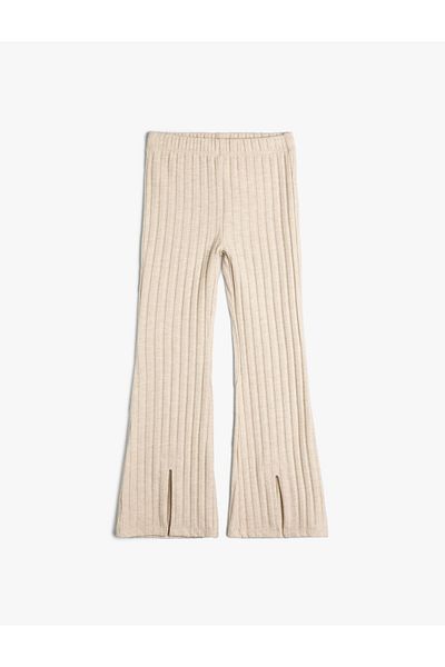 Koton Pantaloni cu picior evazat, cu detaliu cu fante cu nervuri și talie elastică