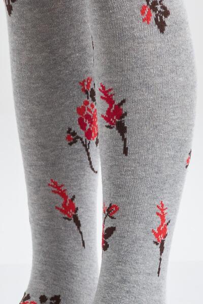 Katia&Bony Flower Patterned Children's Pantyhose Gray