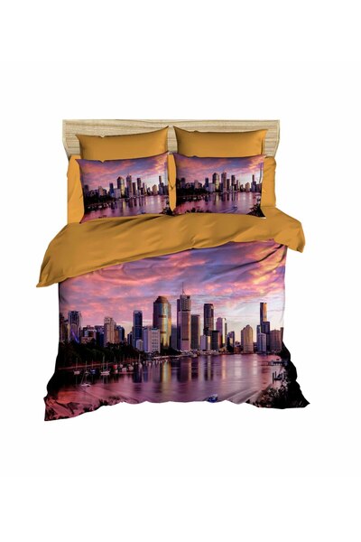 Fabeteks Australian Brisbane River Sunset Scenery 3D Digital Double Duvet Cov...