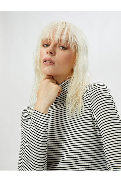 Koton Long Sleeve T-Shirt Turtleneck Viscose Blended