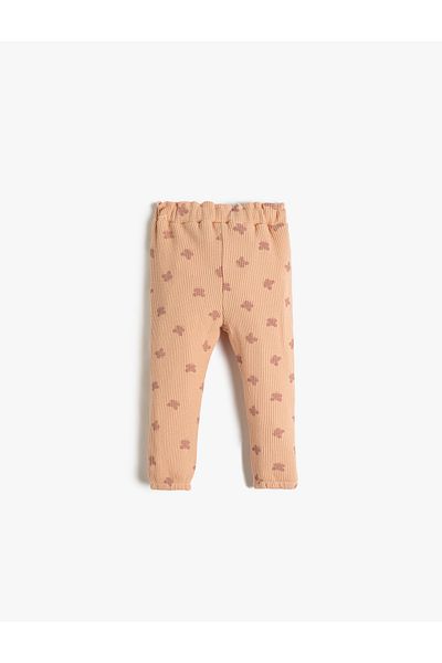 Koton Butterfly Printed Jogger Sweatpants Textured Elastic Waist
