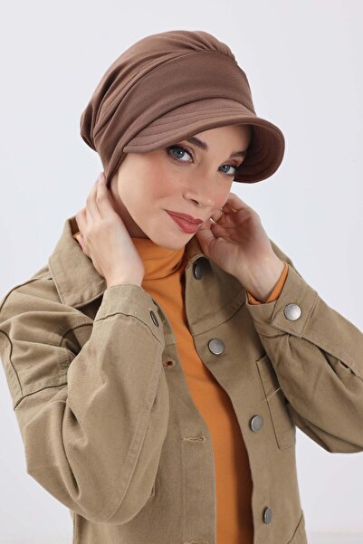 Aisha's Design Winter Hat with Visor, B-73Rb, Brown