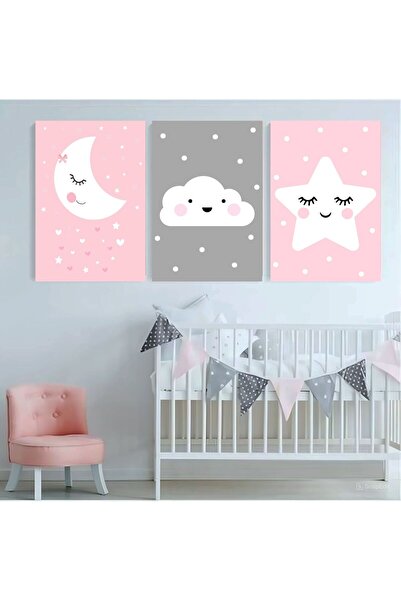icase Pictură pentru camera copiilor Moon Star Cloud Sweet Baby Room Concept ...
