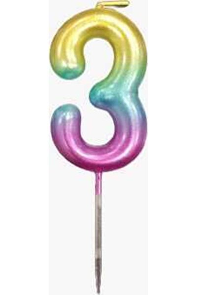 kidspartim 3 Yaş Rengarenk Rakam Mum