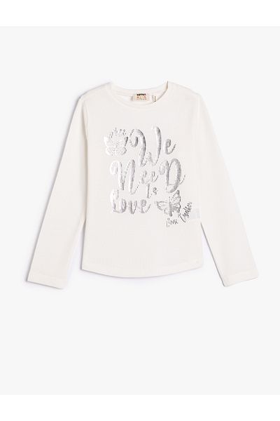 Koton Tričko s dlhým rukávom Crew Neck Printed
