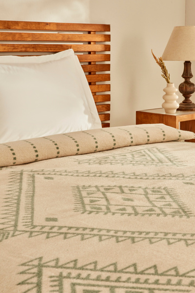 Karaca Home Green Marla Double Cotton Blanket