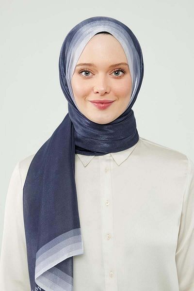 Levidor Navy Blue Color Transitional Evening Dress Amber Shawl