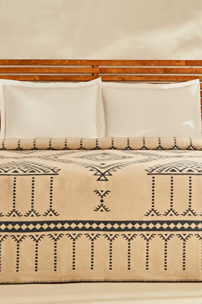 Karaca Home Синя двоспальна бавовняна ковдра Marla