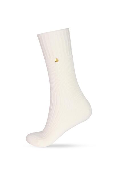 Katia&Bony Чорапи от вискозен трикотаж в цвят екрю с детайли