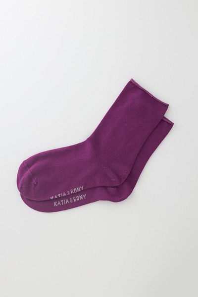 Katia&Bony Șosete subțiri de damă din țesătură modală, de culoare violet închis, fără elastic