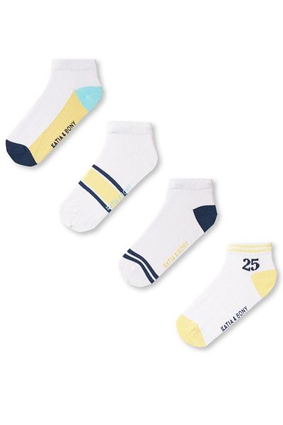 Katia&Bony Pack of 4 Boy's Booties Socks with Number Detail