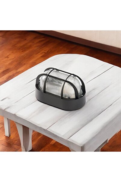 FAMATEL Cam Tavan Duvar Lambası Oval Siyah Ip44
