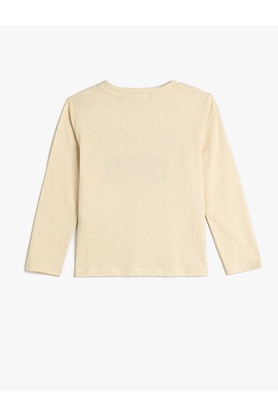 Koton T-Shirt Long Sleeve College Printed Crew Neck Cotton