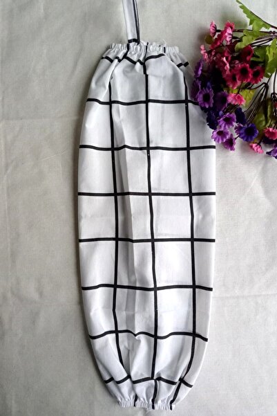 Emtory Home Kareli Poşetlik - Organizer Keten Çift Lastikli Poşetlik - Mutfak Organizer