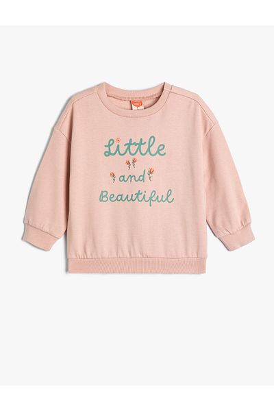 Koton Floral Printed Sweatshirt Long Sleeve Crew Neck Raised Cotton
