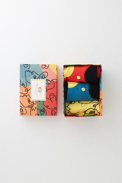 Katia&Bony Set of 3 Face Patterned Boxed Socks
