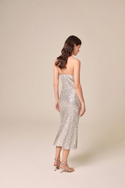 rue. Gray Midi Sequined Skirt
