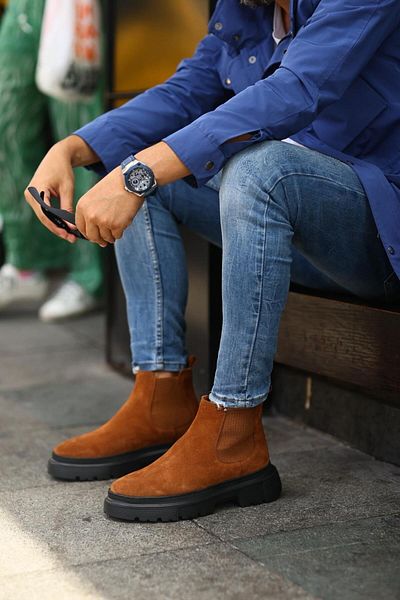 Serhat Özköroğlu - Tan Suede Chelsea Men's Boots