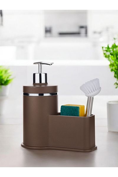 okacih 300 ml Detergent Dispenser Soft Colored Liquid Soap Dispenser - with Chamber, Brush Sponge, Not