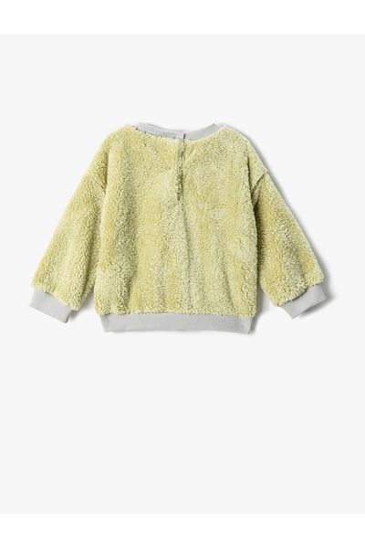 Koton Plyšová mikina Teddy Bear Applique Detailed Embroideed Long Sleeve