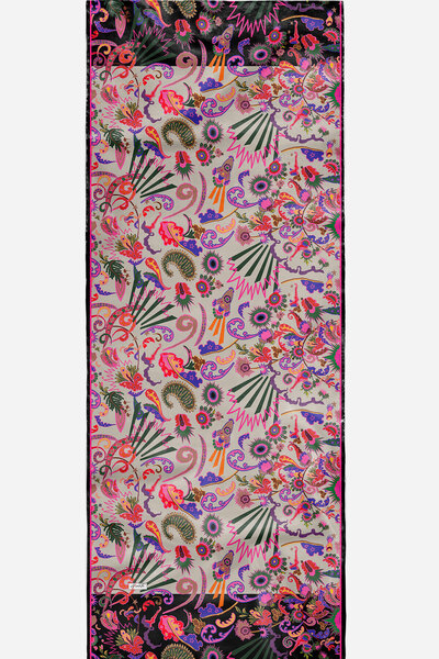 Zerruba Krem Desenli Pamuk Şal