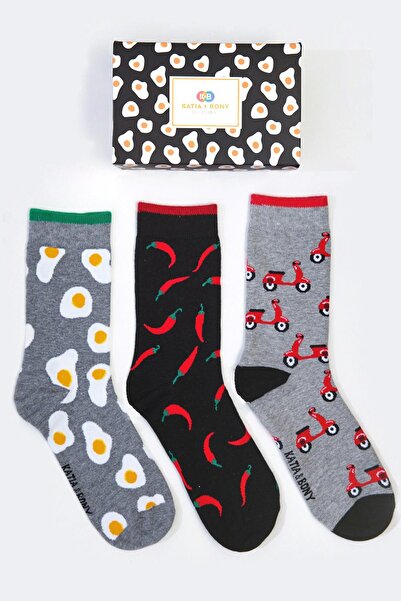 Katia&Bony Pachet de 3 ouă cutie șosete cu model