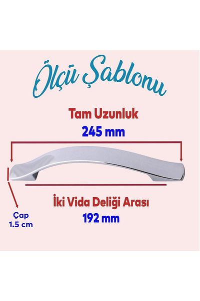 Badem10 Elif Metal Chrome Furniture - 192 mm x 19,2 cm Dulap și mânere pentru sertar de bucătărie