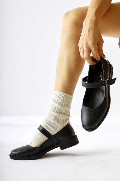 Limoya Vivy Black Round Toe Single Strap Women's Casual Shoes