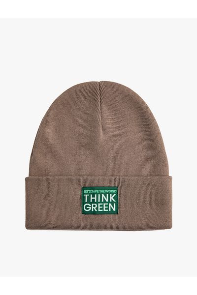 Koton Beret Fold Detailed Slogan Printed