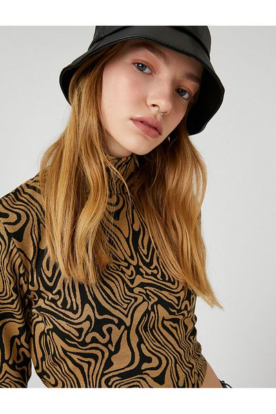 Koton Detail trička s dlouhým rukávem Crop Tie Poloviční rolák