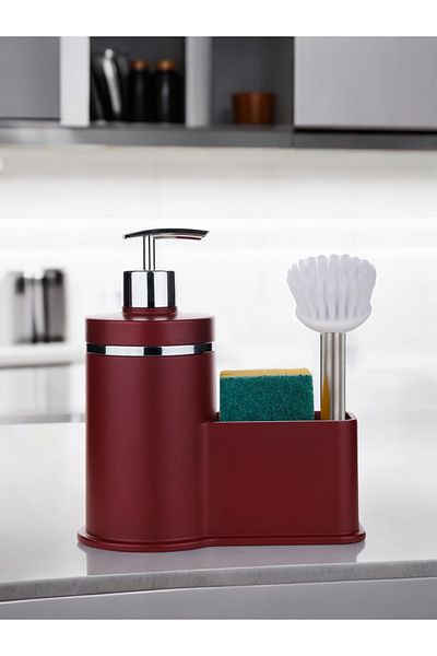 okacih 300 ml Detergent Dispenser Soft Colored Liquid Soap Dispenser - with Chamber, Brush Sponge, Not