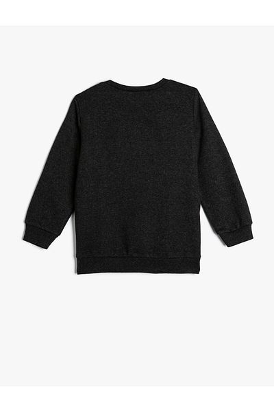 Koton Sweatshirt mit Fußball-Aufdruck, langärmlig, gerippter Rundhalsausschnitt