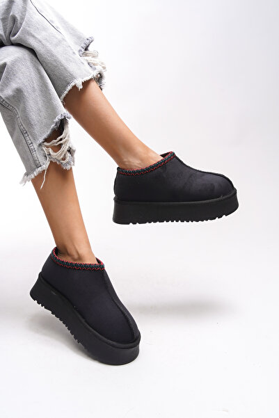 Riccon Frilvalor Kadın Yüksek Tabanlı Kısa Rahat Bot 0012202 Siyah