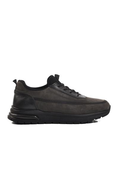 AYAKMOD 241548 Ανδρικά παπούτσια casual από γνήσιο δέρμα Nubuck σε γκρι χρώμα