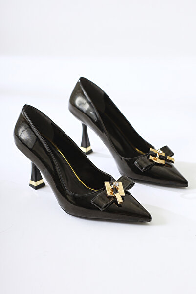 Limoya Дамски обувки Mimosa Black Laced с остър връх и катарама, детайлни токчета