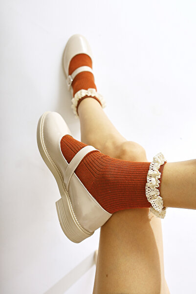 Limoya Vivy Beige Patent Leather Round Toe Single Strap Women's Casual Shoes