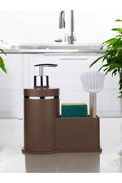 okacih 300 ml Detergent Dispenser Soft Colored Liquid Soap Dispenser - with Chamber, Brush Sponge, Not