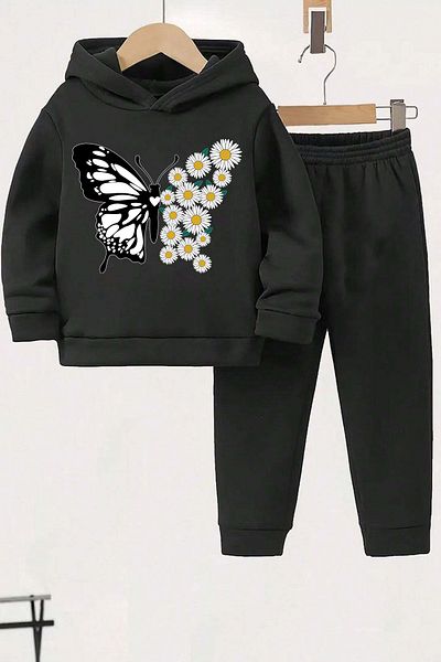 uyguntarz Σετ παιδική άνετη φόρμα με στάμπα Daisy Butterfly