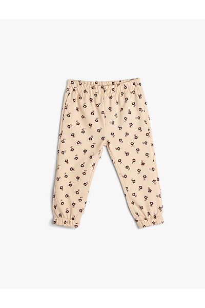 Koton Floral Jogger Sweatpants with Elastic Waist Cotton