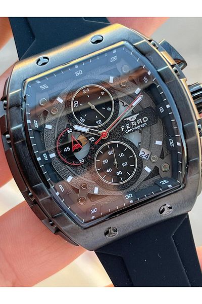 FERRO Silicone Cord Inner Functions Active 30 Mt Water Resistant Men's Wristwatch Efm.31346-G