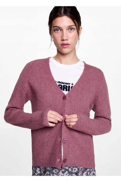 Mango Teen Cardigan tricot cu decolteu în V