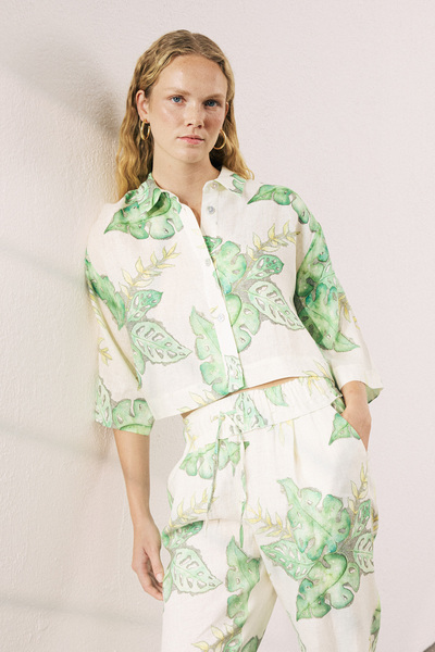 adL Kaşif Desenli Keten Gömlek