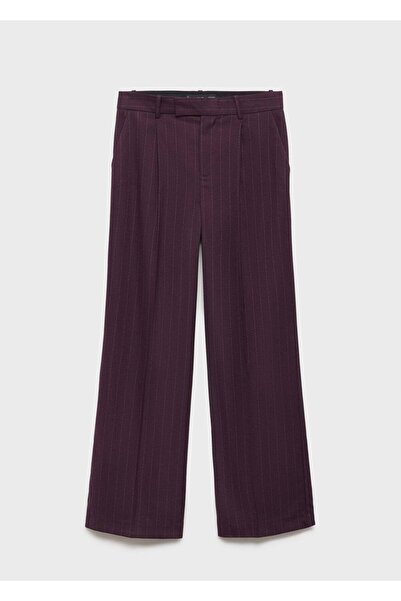 MANGO Woman İnce Çizgili Pileli Pantolon