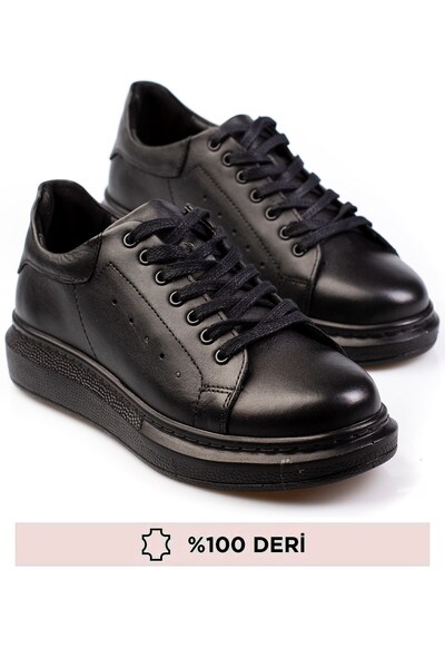 depderi %100 Hakiki Deri, Kalın Tabanlı, Erkek Deri Sneaker Ayakkabı